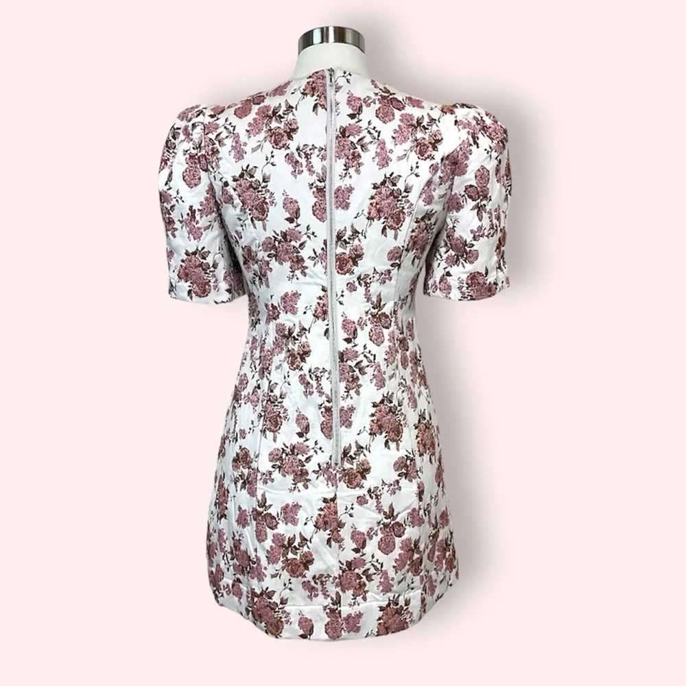 Anthropologie En Saison My World Blush Pink Floral Print Jacquard Mini D… - Picture 6 of 10